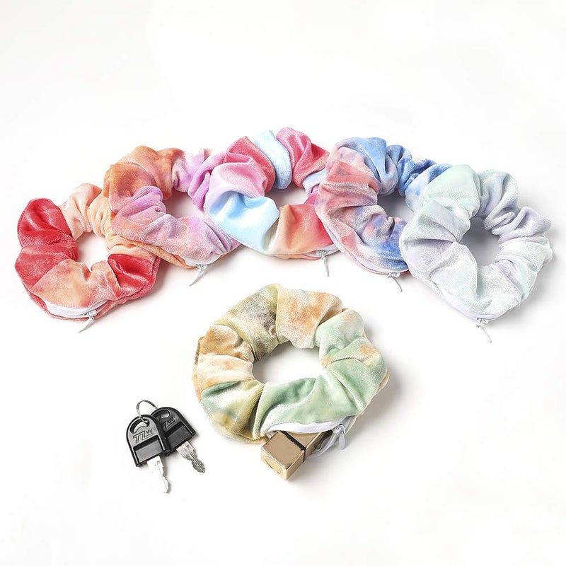 Ivyu Velvet Pocket Scrunchies with Zipper Stash Scrunchy Hair Ties (LOBAB-011) - Image 1